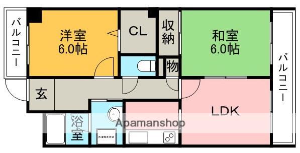 アルデール(2LDK/4階)の間取り写真