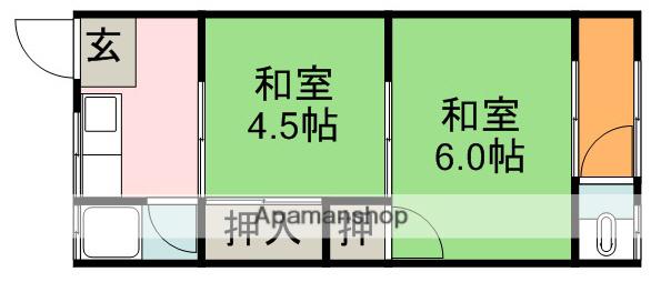 ゆたか荘(2K/2階)の間取り写真