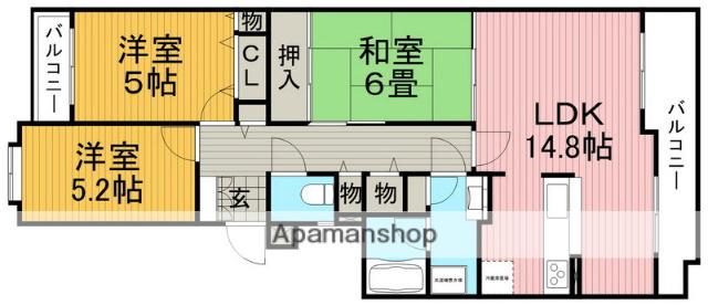 グランドムール池田旭丘Ⅱ番館(3LDK/1階)の間取り写真