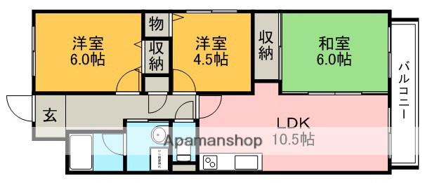 アーバンコンフォート池田(3LDK/1階)の間取り写真