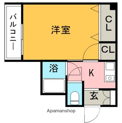 ガーデンヒルズマルエー(1K/3階)の間取り写真
