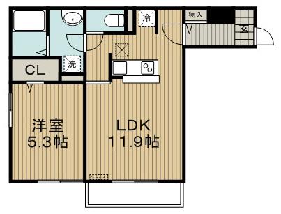 アンブロシア(1LDK/2階)の間取り写真
