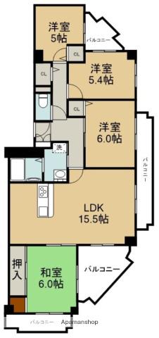 サンロイヤル池田(4LDK/5階)の間取り写真