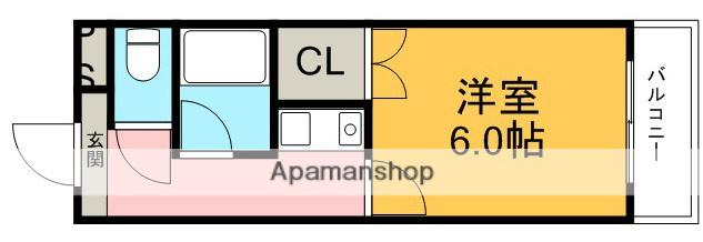 西田レジデンスAB棟(1K/2階)の間取り写真