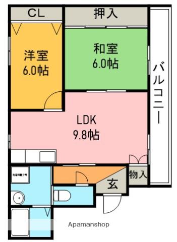 JUMA-1(2LDK/4階)の間取り写真