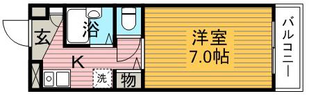 ルミエール箕面Ⅲ(1K/2階)の間取り写真