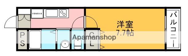 ハッピーハウス川西(1K/4階)の間取り写真