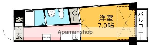 ハッピーハウス川西(1K/4階)の間取り写真