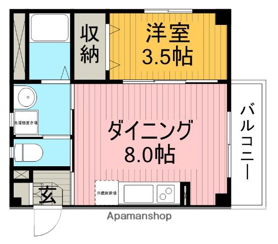 セカンドヴィレッジ(1DK/3階)の間取り写真