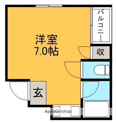 プチオジェ(ワンルーム/3階)の間取り写真