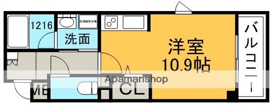 グレイシャスG(1K/1階)の間取り写真