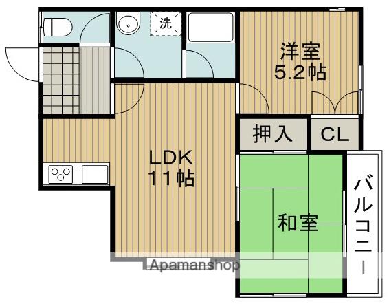 ストークハイツ旭丘Ａ(2LDK)の間取り写真