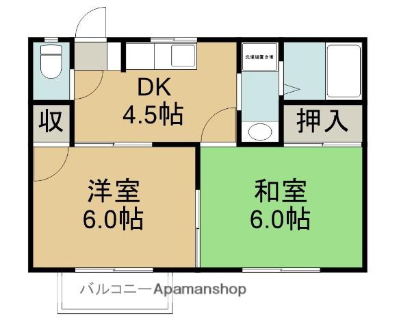 フレグランスⅠ(2K/2階)の間取り写真