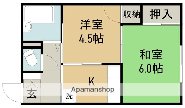 ふか喜マンション(2K/4階)の間取り写真