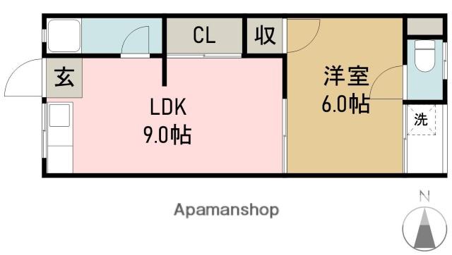 CASA DE鼓が滝(1LDK/2階)の間取り写真