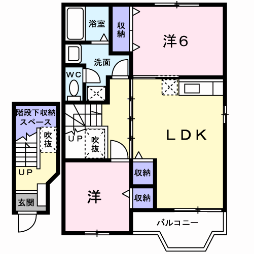 ヒルサイドテラス(2LDK/2階)の間取り写真