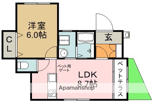 ペディベル(1LDK/1階)の間取り写真