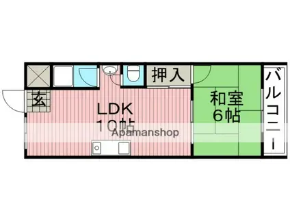 むつみマンション(1LDK/4階)の間取り写真