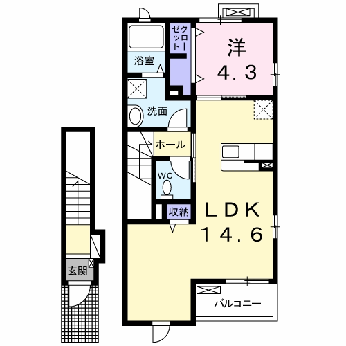 COCOLUANA・K Ⅱ(1LDK/2階)の間取り写真