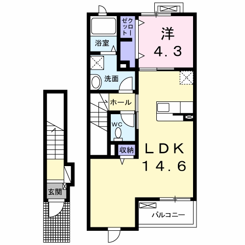 COCOLUANA・K Ⅰ(1LDK/2階)の間取り写真