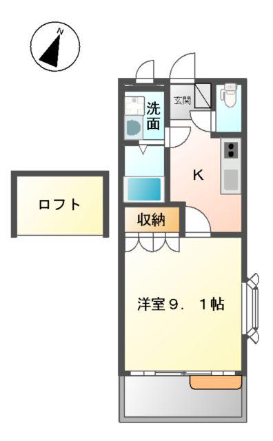 FORESTCOURT(1K/2階)の間取り写真