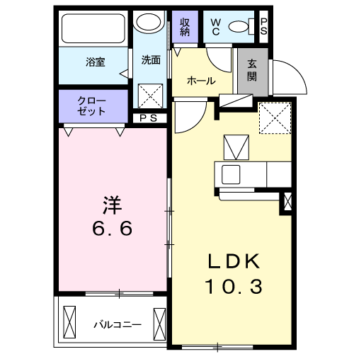 シェーネ(1LDK/1階)の間取り写真