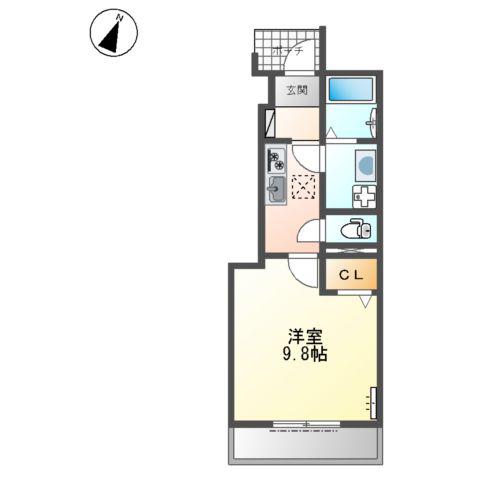 ノースバレイ2(1K/1階)の間取り写真