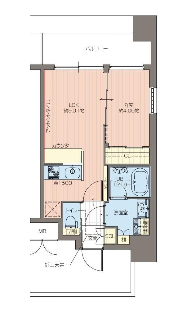 プレジオ緑地公園(1LDK/3階)の間取り写真