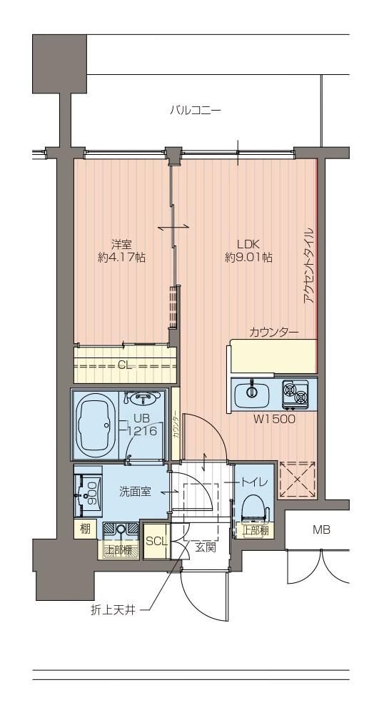 プレジオ緑地公園(1LDK/12階)の間取り写真