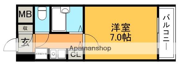 花屋敷マンション(1K/2階)の間取り写真