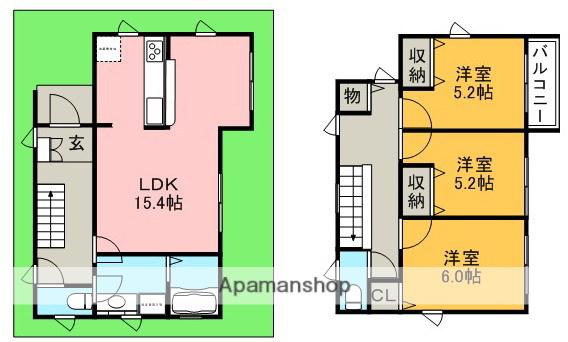 阪急電鉄宝塚線 雲雀丘花屋敷駅 徒歩5分 1階建 築15年(3LDK)の間取り写真