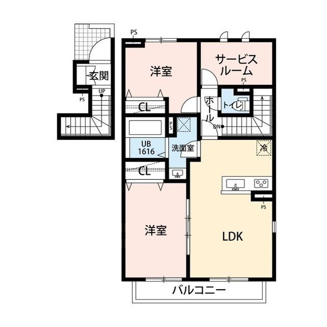 AMOUR RITA(1SLDK/2階)の間取り写真