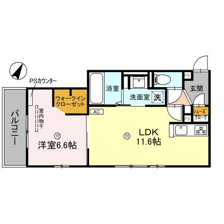 ユニヴェール千里中央(1LDK/2階)の間取り写真