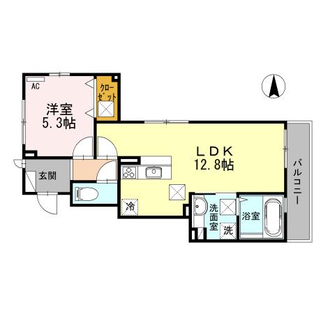クレイドル(1LDK/1階)の間取り写真