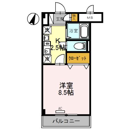 ツインステージ南花屋敷(1K/1階)の間取り写真