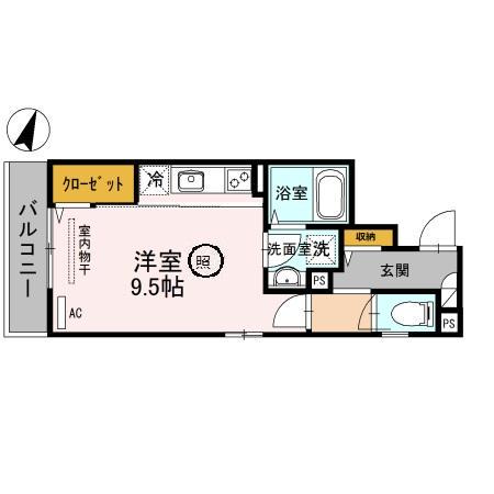 MAISONDESUD(ワンルーム/2階)の間取り写真