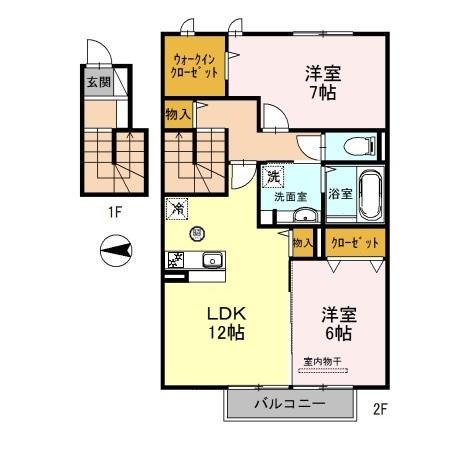 カサベルテ(2LDK/2階)の間取り写真