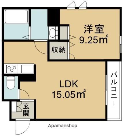 シャーメゾン池田旭丘 ウエスト(1LDK/1階)の間取り写真