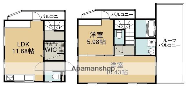 T.CHLOE石橋(2LDK/3階)の間取り写真
