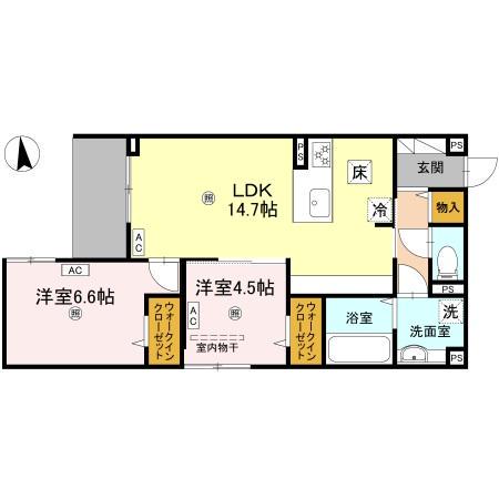 ARMOJOUR MATIN(2LDK/1階)の間取り写真