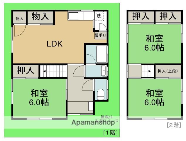 大阪モノレール本線 少路駅(大阪モノレール) 徒歩18分 2階建 築51年(3LDK)の間取り写真