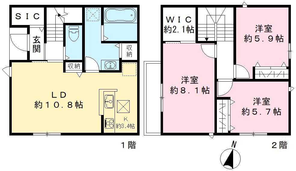 福知山線 川西池田駅 徒歩11分 2階建 築1年(3LDK)の間取り写真