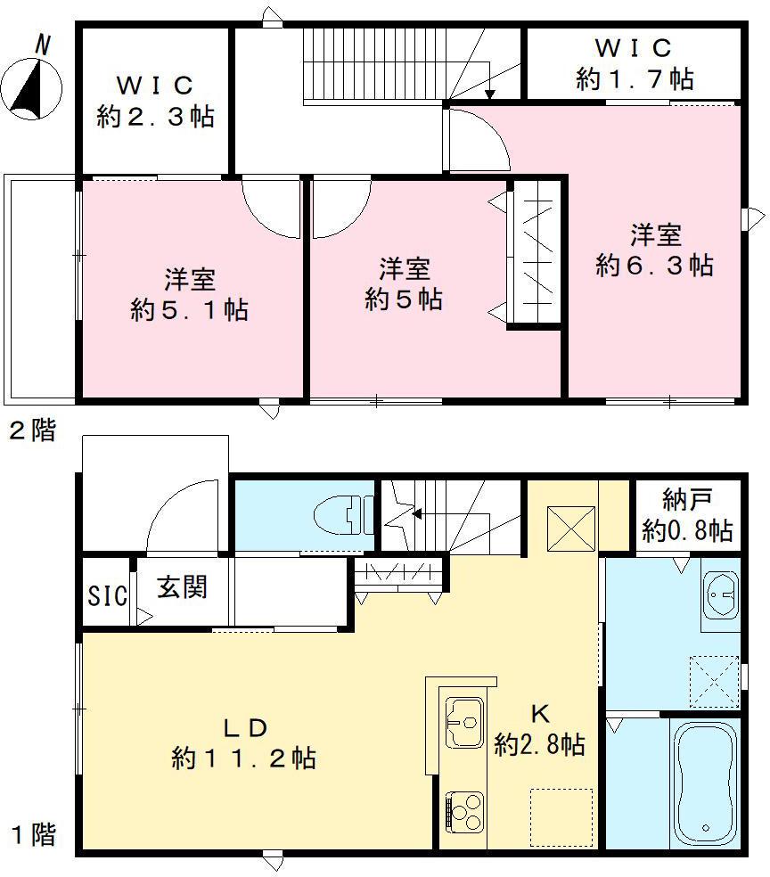 福知山線 川西池田駅 徒歩11分 2階建 築1年(3LDK)の間取り写真