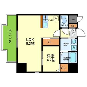 ONLYONEキセラタウン(1LDK/4階)の間取り写真