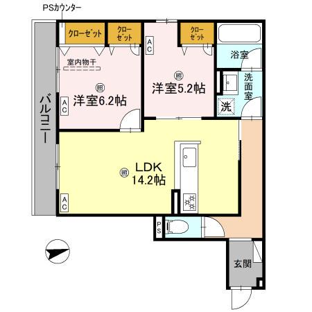 D-RESIDENCE荘園B(2LDK/3階)の間取り写真
