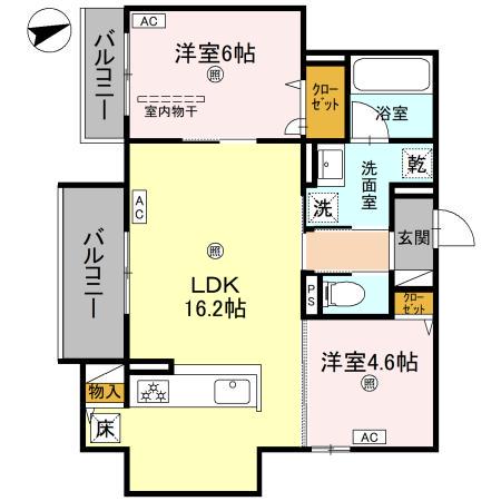 D-RESIDENCE荘園B(2LDK/1階)の間取り写真