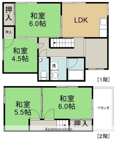 北大阪急行南北線 箕面萱野駅 徒歩12分 2階建 築45年(4DK)の間取り写真