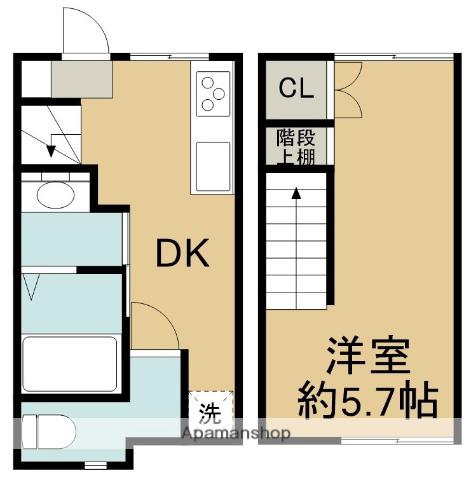 テラスハウス（寺畑１−１３−２５）(1DK)の間取り写真