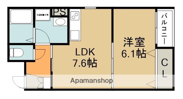 ベリッシモ蛍池(1DK/2階)の間取り写真
