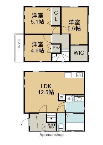 阪急電鉄箕面線 牧落駅 徒歩9分 2階建 築4年(3LDK)の間取り写真
